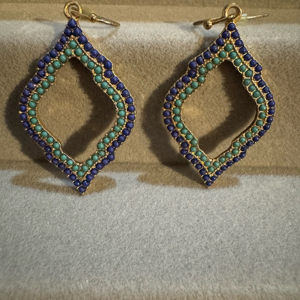 Elegant Blue and Green Teardrop Earrings